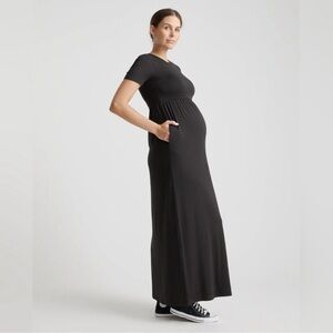 Quince Black Maternity Maxi Dress NWT